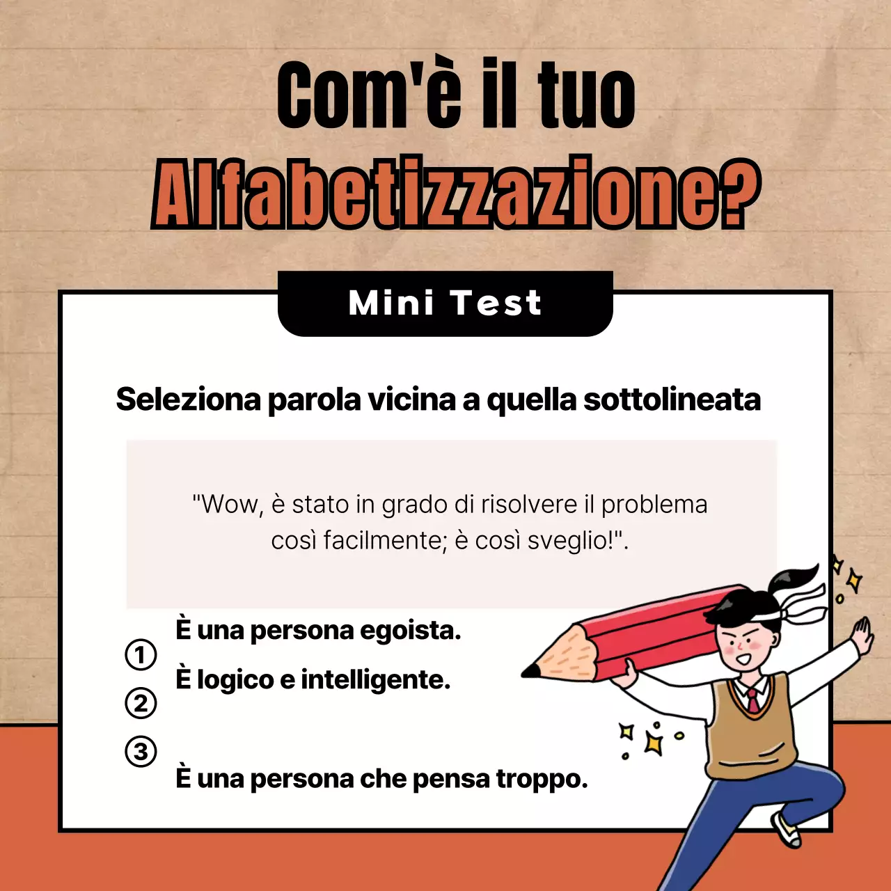 Accademia di formazione all'alfabetizzazione con simpatiche illustrazioni in rosso e nero