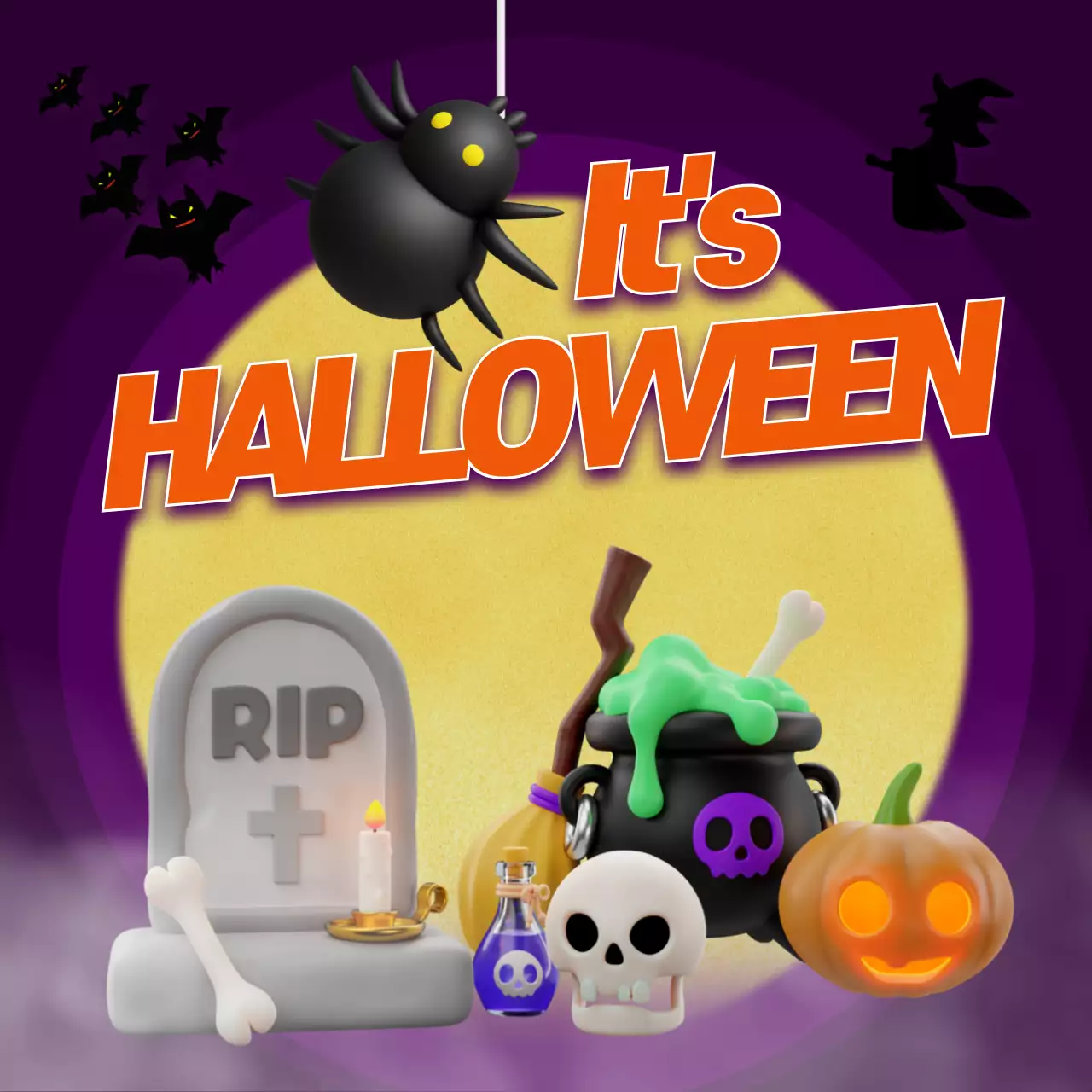 Promote purple and orange fantasy Halloween ideas