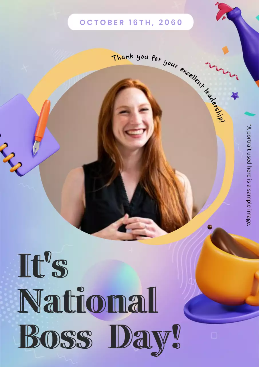 Purple and yellow modern National Boss Day publicity