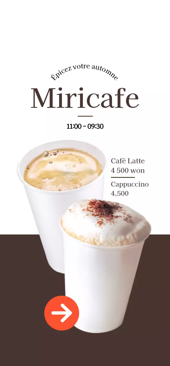 Faites la promotion de votre café en blanc, en marron et en contraste