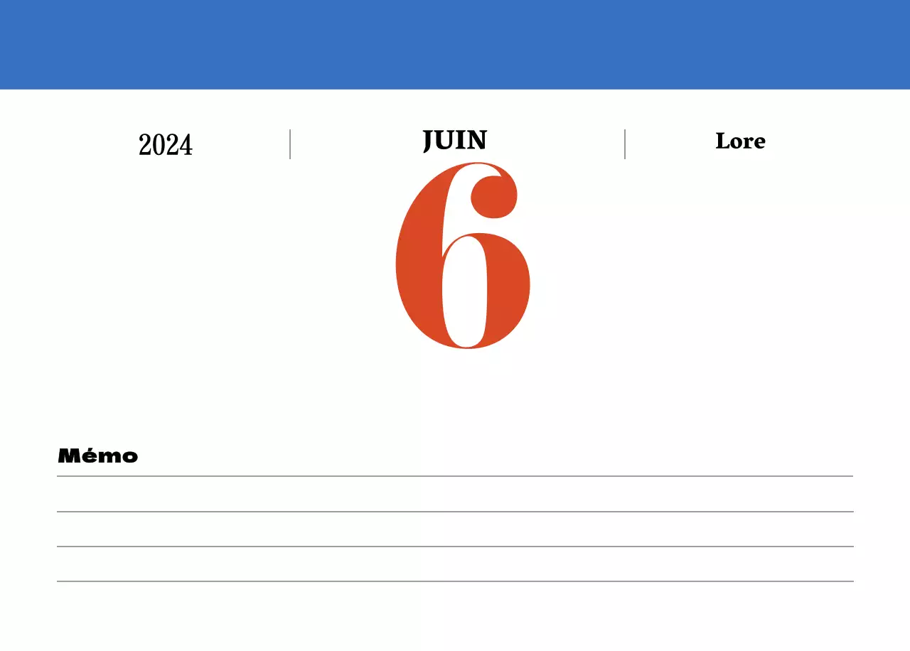 Calendrier rétro conceptuel de la nostalgie en rouge et bleu