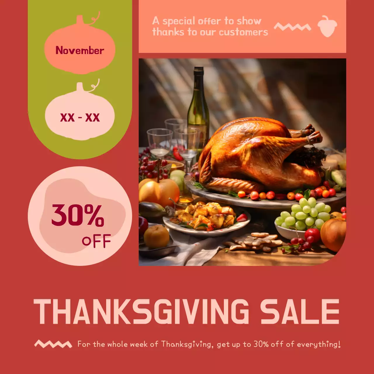 Brown and orange classic Thanksgiving sale advertisement