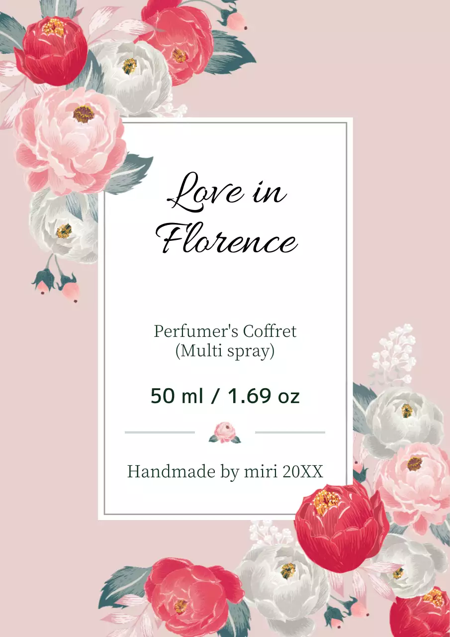 ピンク 手書き 香水 ラベル ポスター