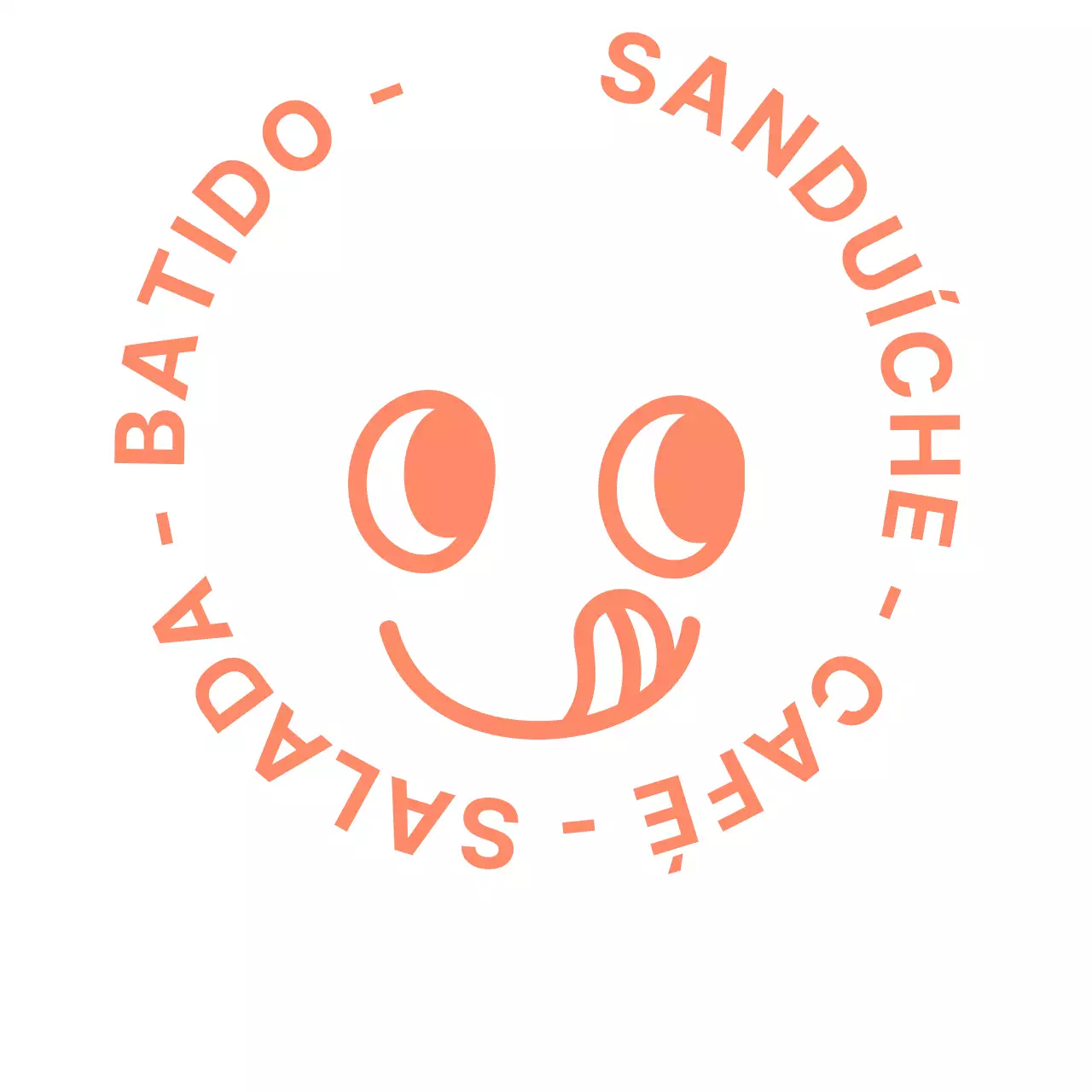 Design de logótipo de café com expressões faciais de aspeto delicioso