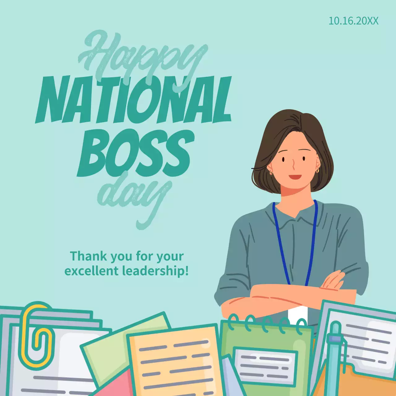 Mint Trendy Leadership Card Social Media Post