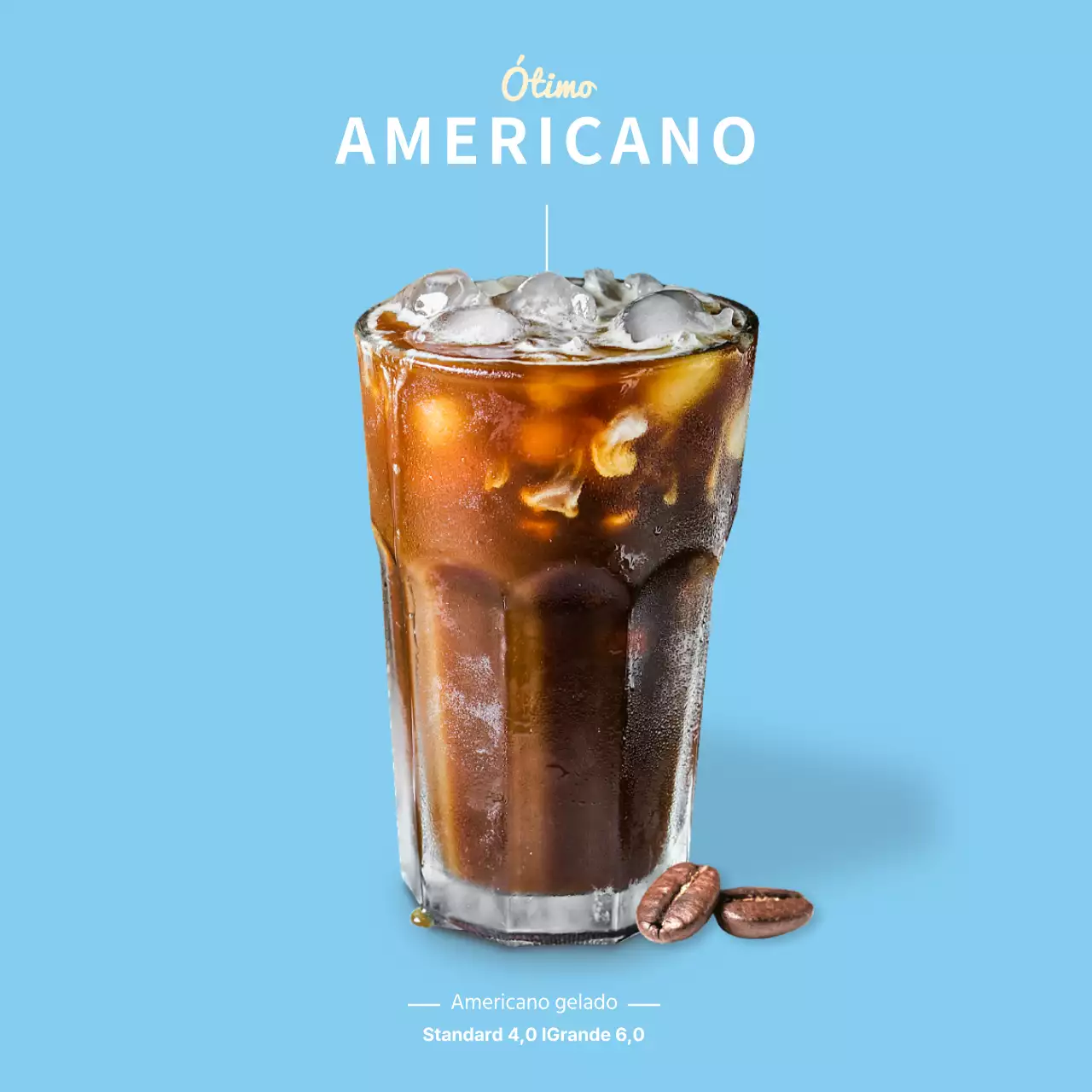 Cartaz azul claro simples para um café Americano