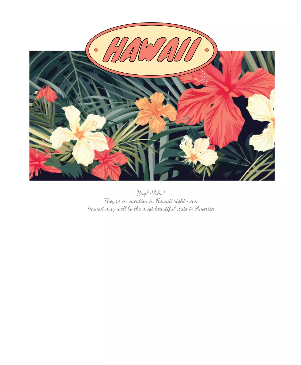 夏のハワイをイメージした花のイラスト