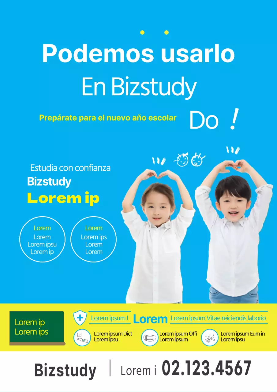 Azul amarillo foto énfasis Cuarentena limpia promoción escolar