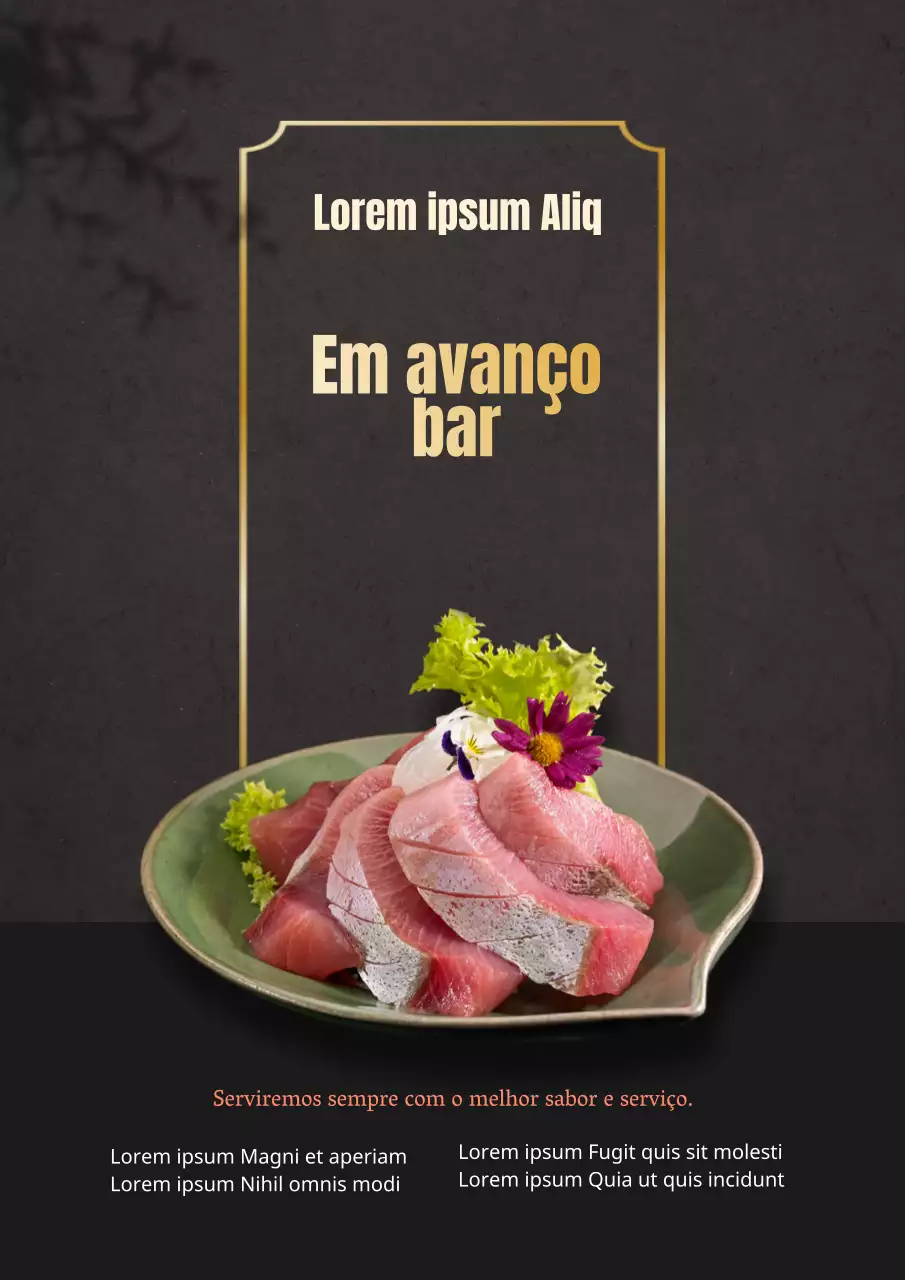 Cartaz a anunciar o menu de um restaurante de sushi
