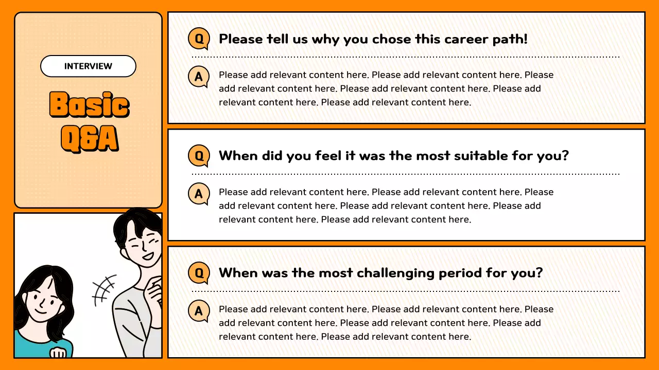 Apresentação simples de perguntas e respostas em laranja