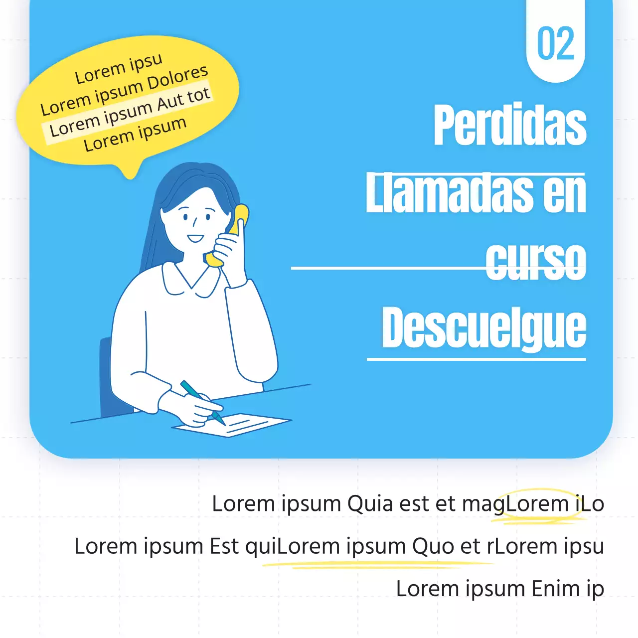 Tarjeta de etiqueta para el teléfono de la oficina en celeste y amarilloNoticias