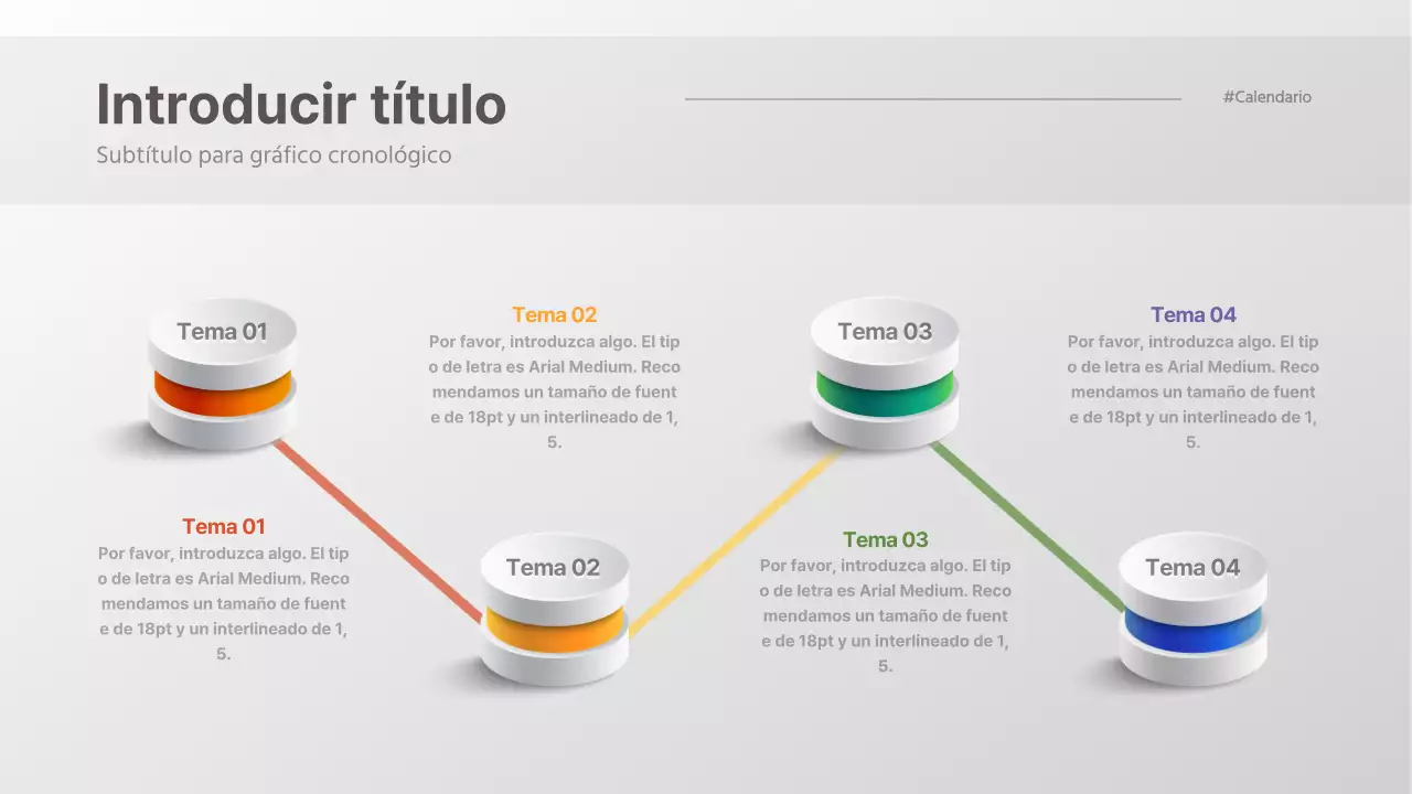 Gráfico cronológico con un concepto tridimensional sencillo