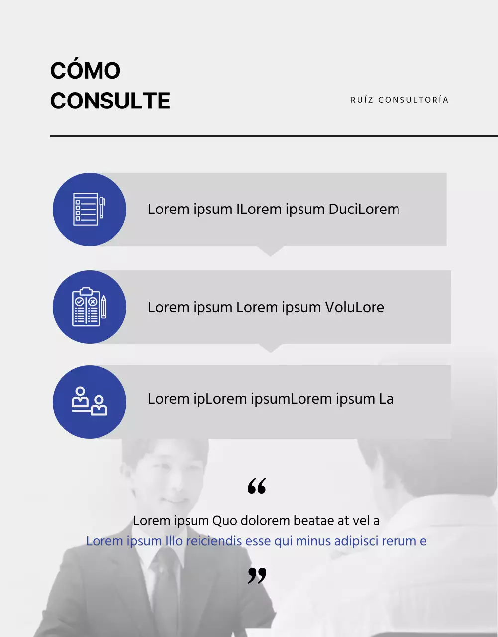 Blue and Monotone Job Interview Consultancy detail page