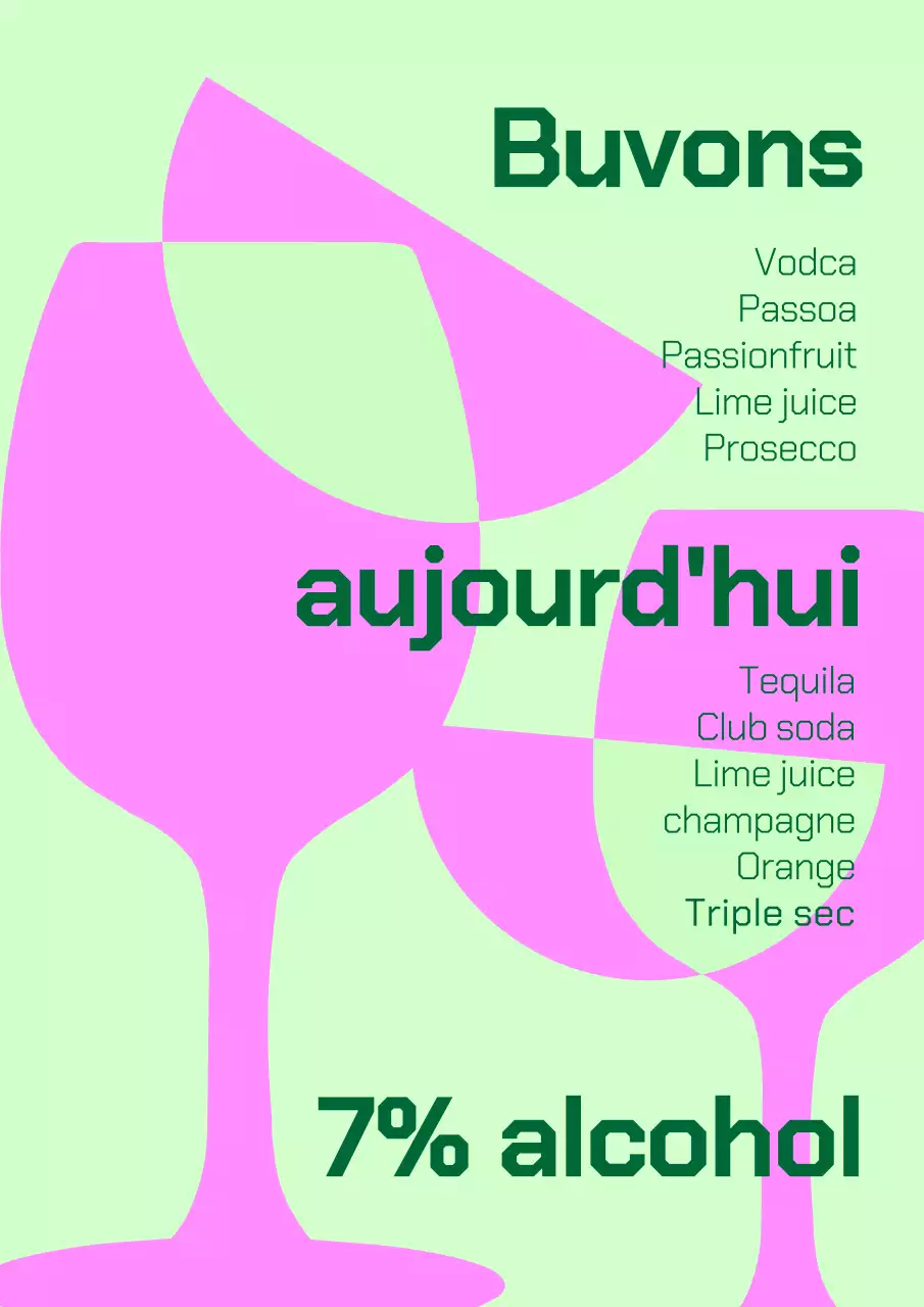 ピンク ポップ カクテル メニュー ポスター