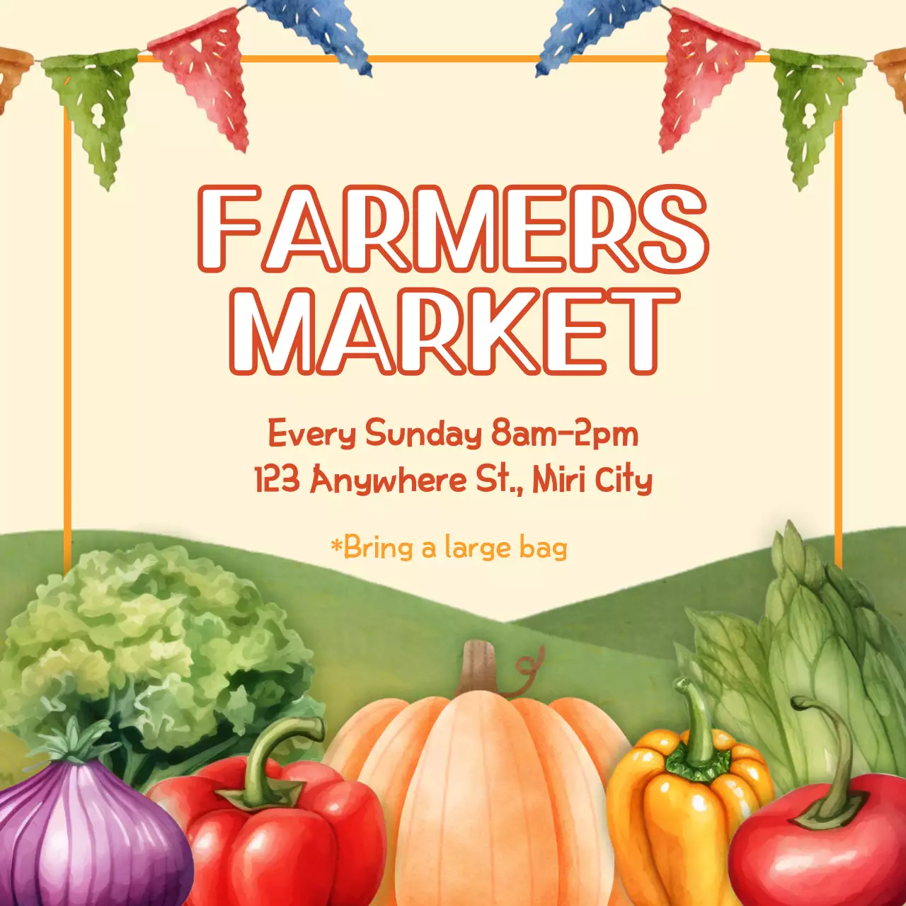 Beige Rustic Market Announcement Instagram Post