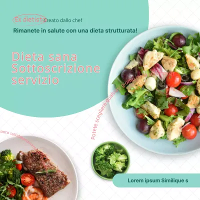 Servizio di abbonamento a pasti sani con un concetto di tavola color menta