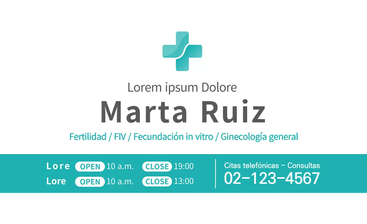 Diseño limpio y turquesa con detalles hospitalarios