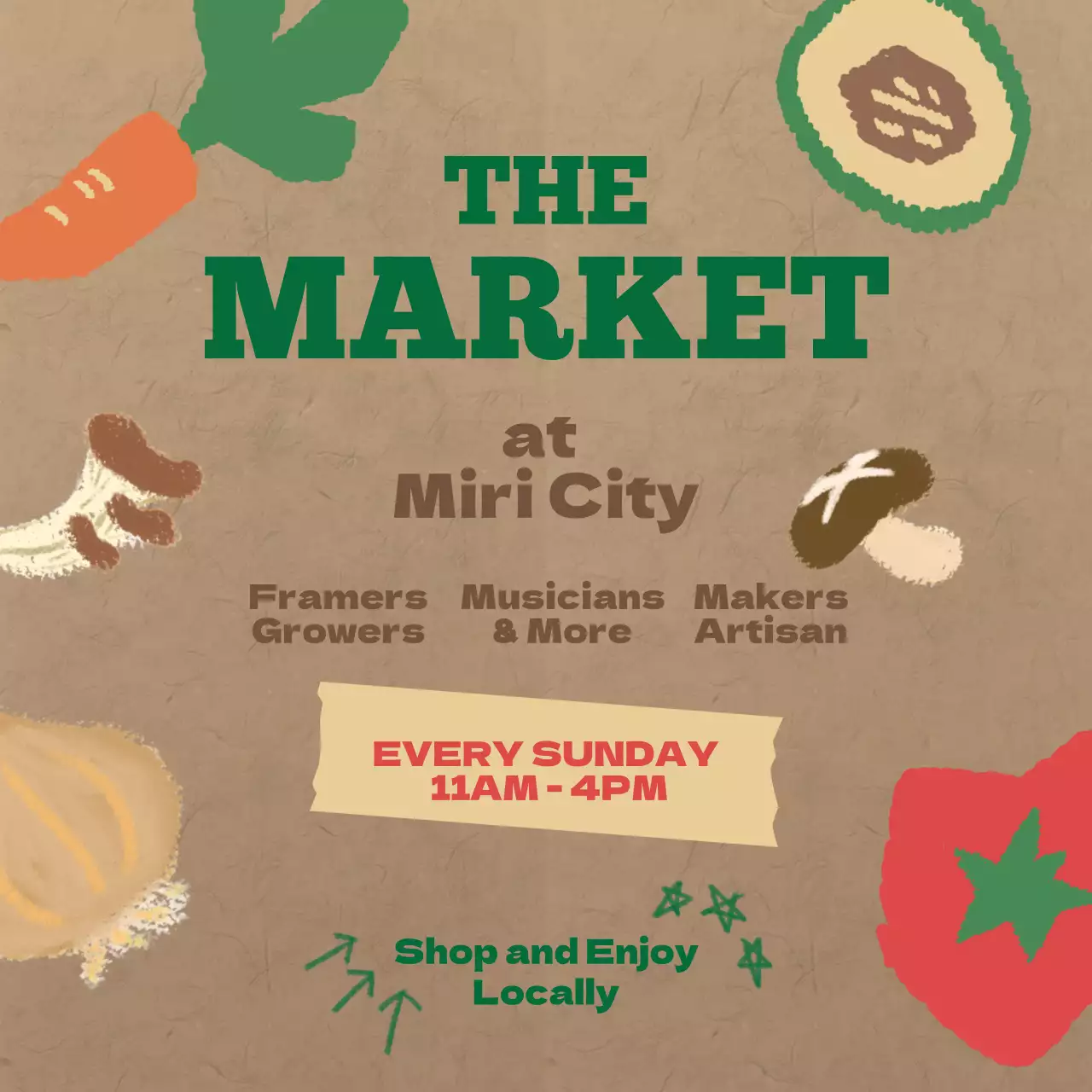 Promote farmers markets with brown and green trends