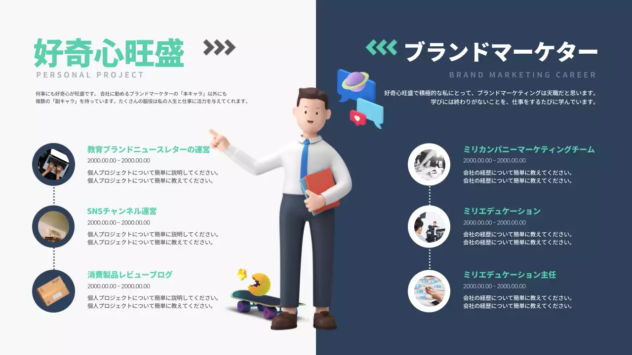 白 シンプル ポートフォリオ プラン プレゼンテーション