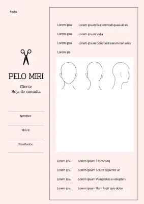 Cuadro de consulta de clientes de peluquería en rosa