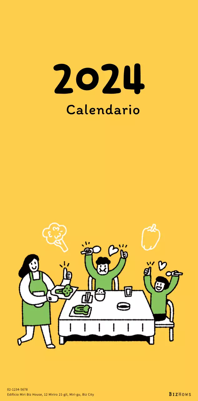 Calendario di Capodanno con simpatiche illustrazioni