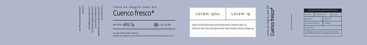 Etiquetas azules para envases de ensalada
