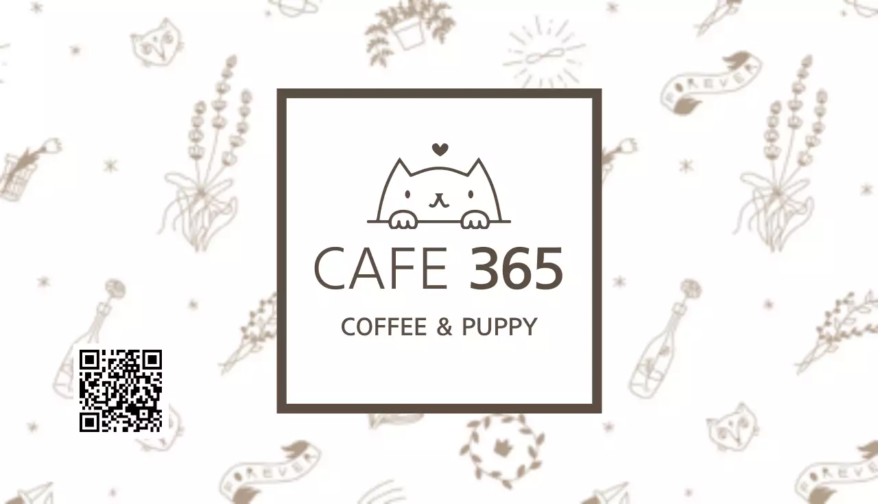 茶色 かわいい カフェ ロゴ 名刺