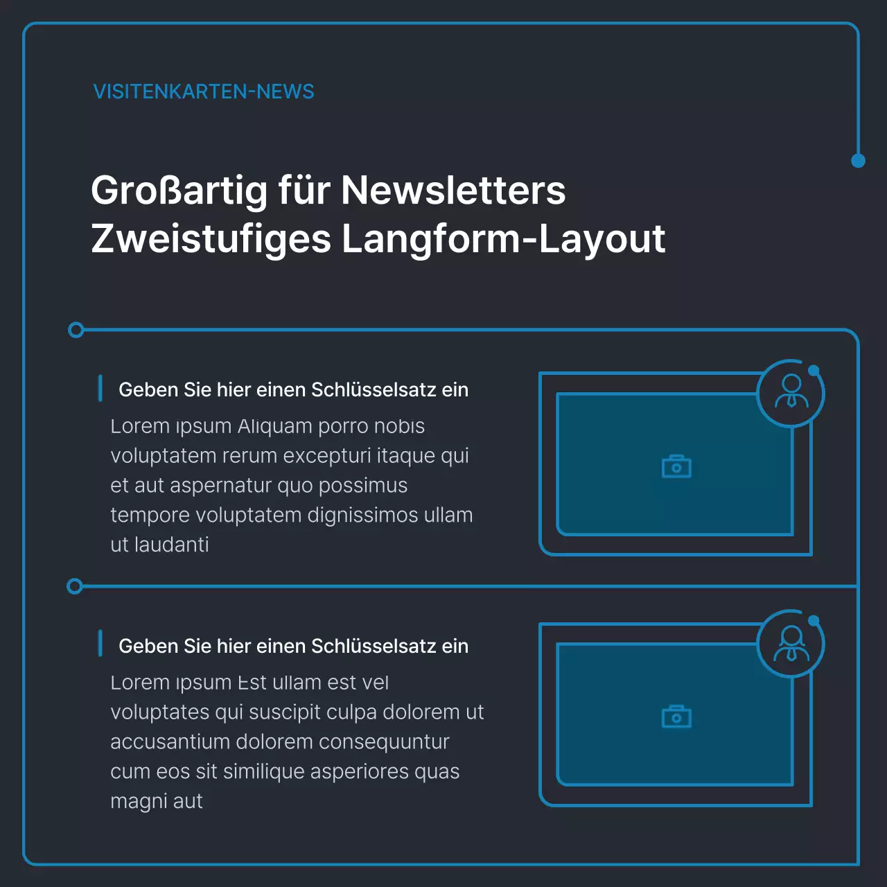 Einfache geometrische Formen in Schwarz und Blau für Unternehmen