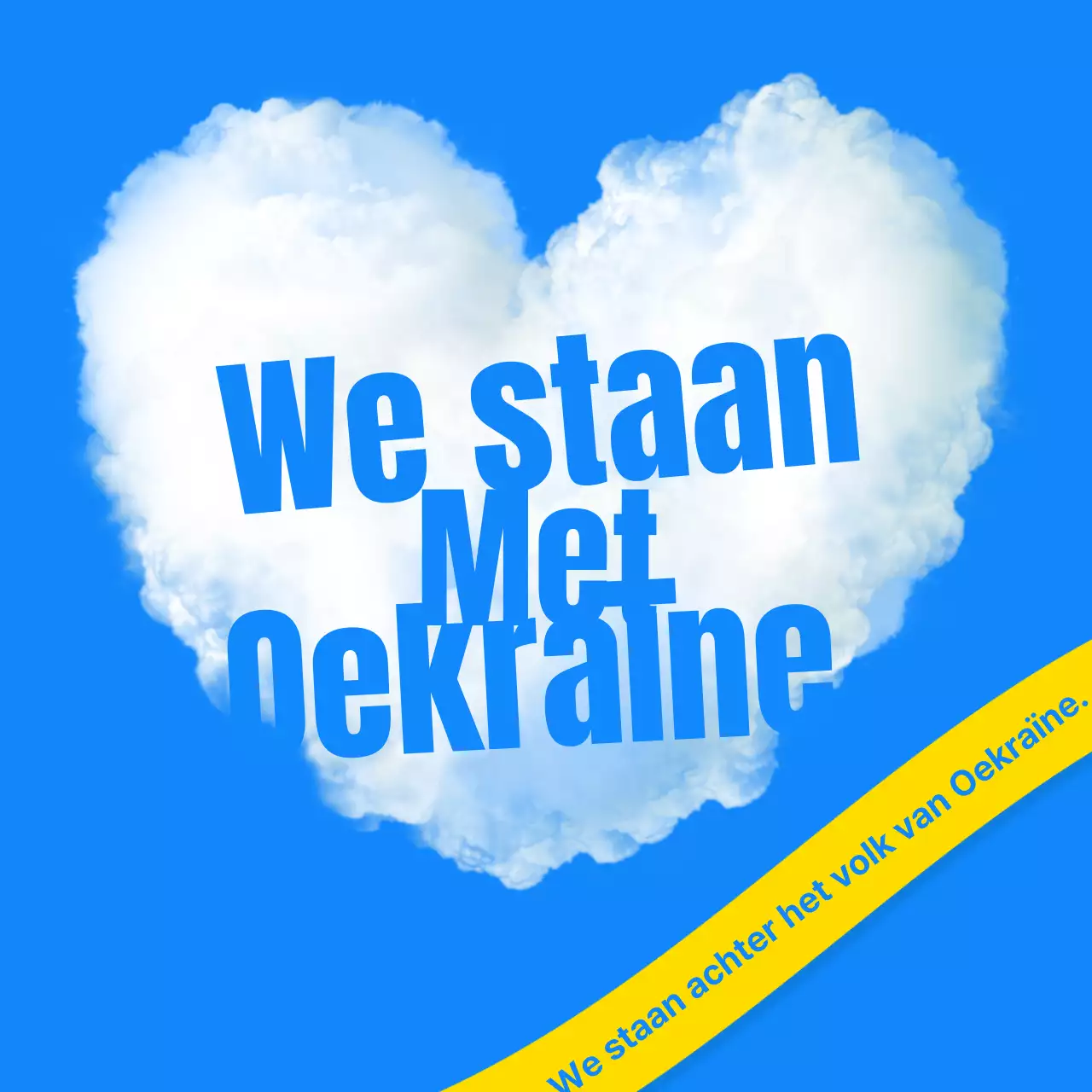 Ukuraina oorlog vredesboodschap in blauw en geel