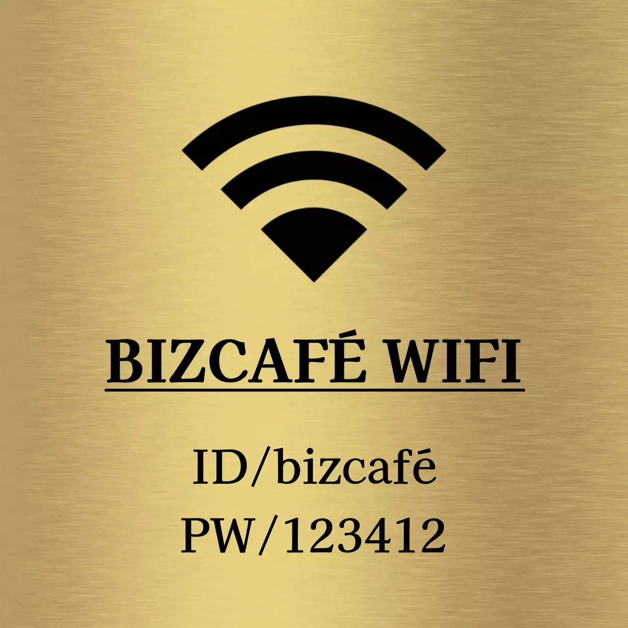 Cartelería sencilla con información wifi sobre la ubicación de la tienda en negro e iconos sencillos