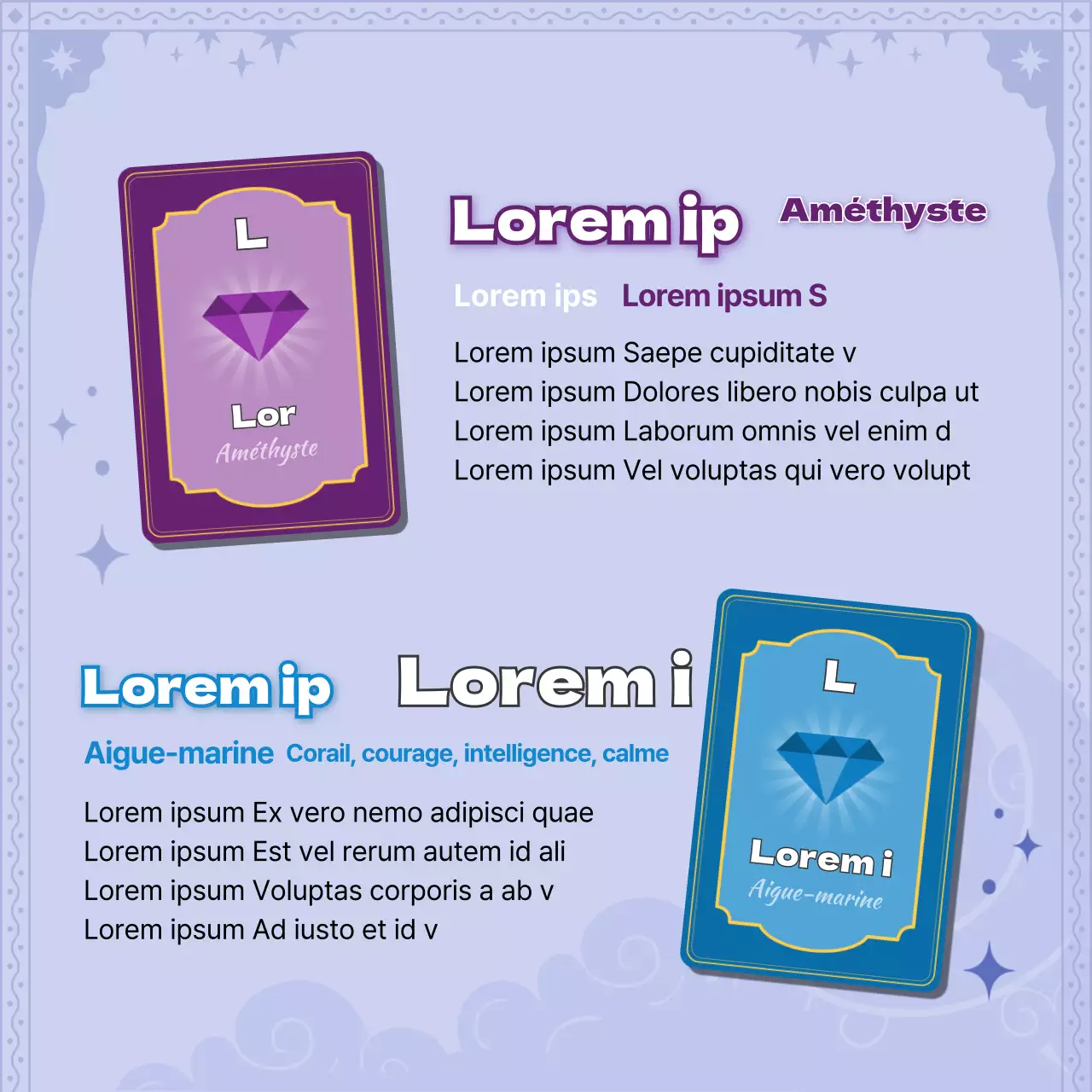 Concept de cartes de tarot violettes Cartes de naissanceNews Design