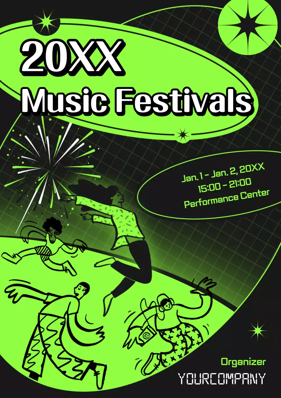 Green Retro Music Event Poster