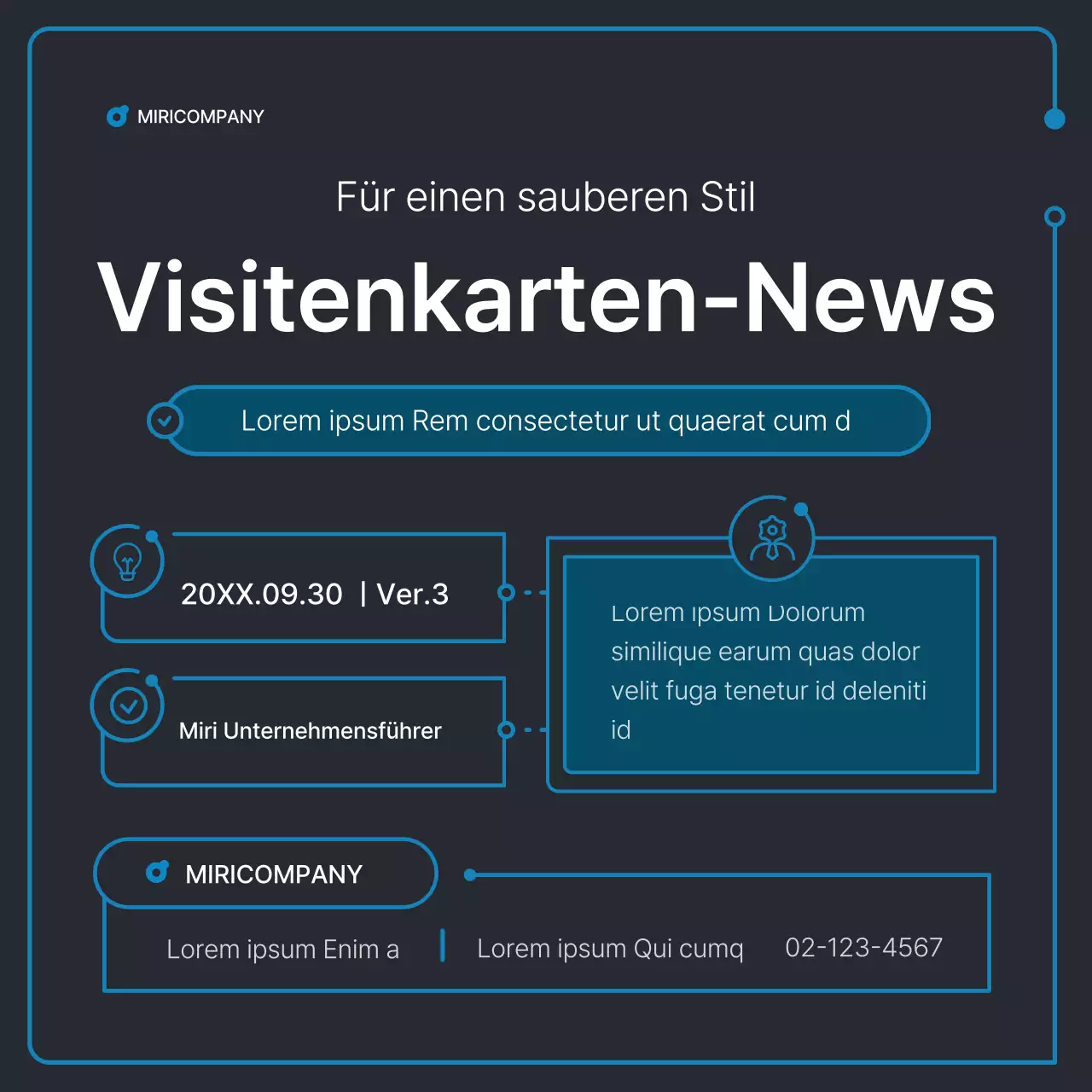 Einfache geometrische Formen in Schwarz und Blau für Unternehmen