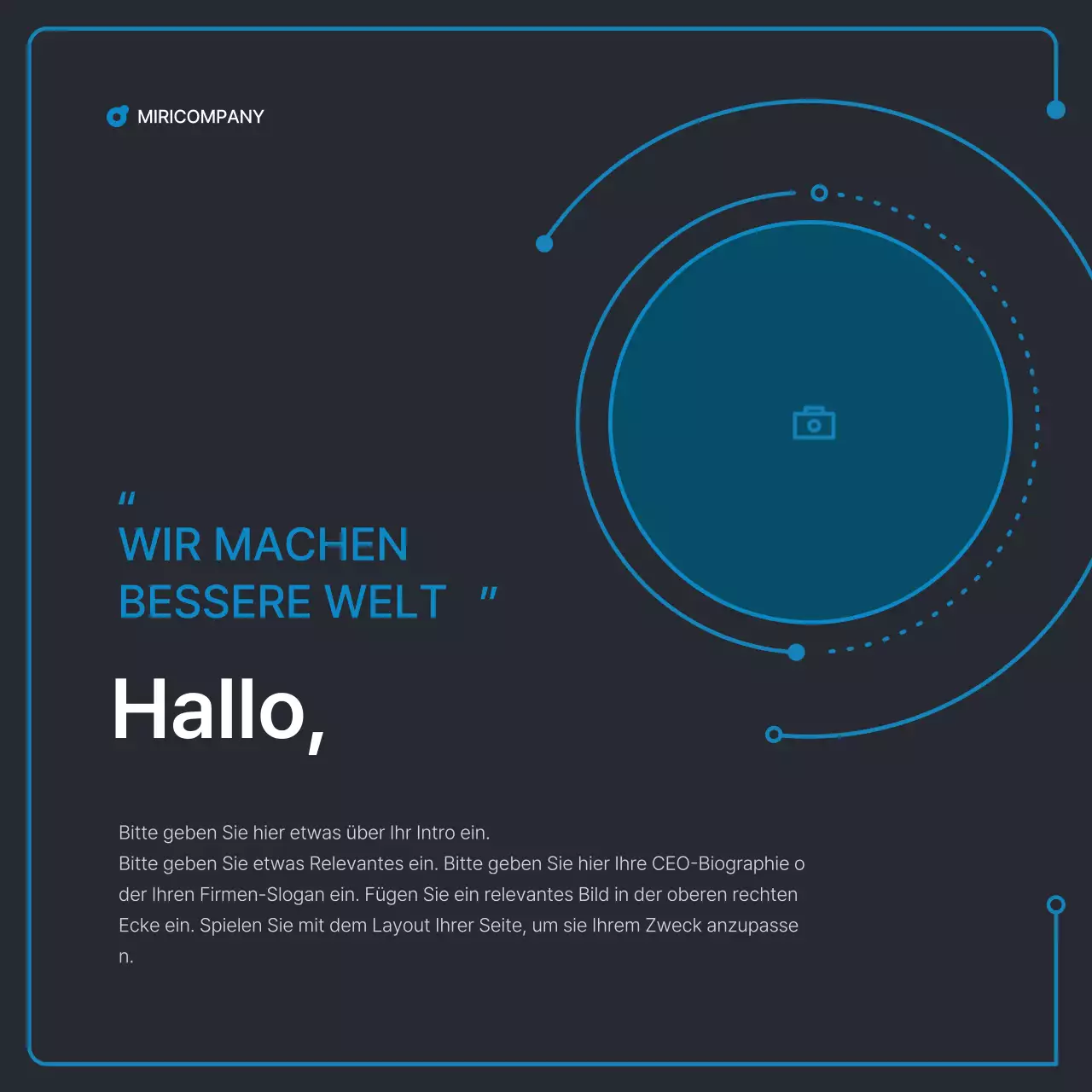 Einfache geometrische Formen in Schwarz und Blau für Unternehmen