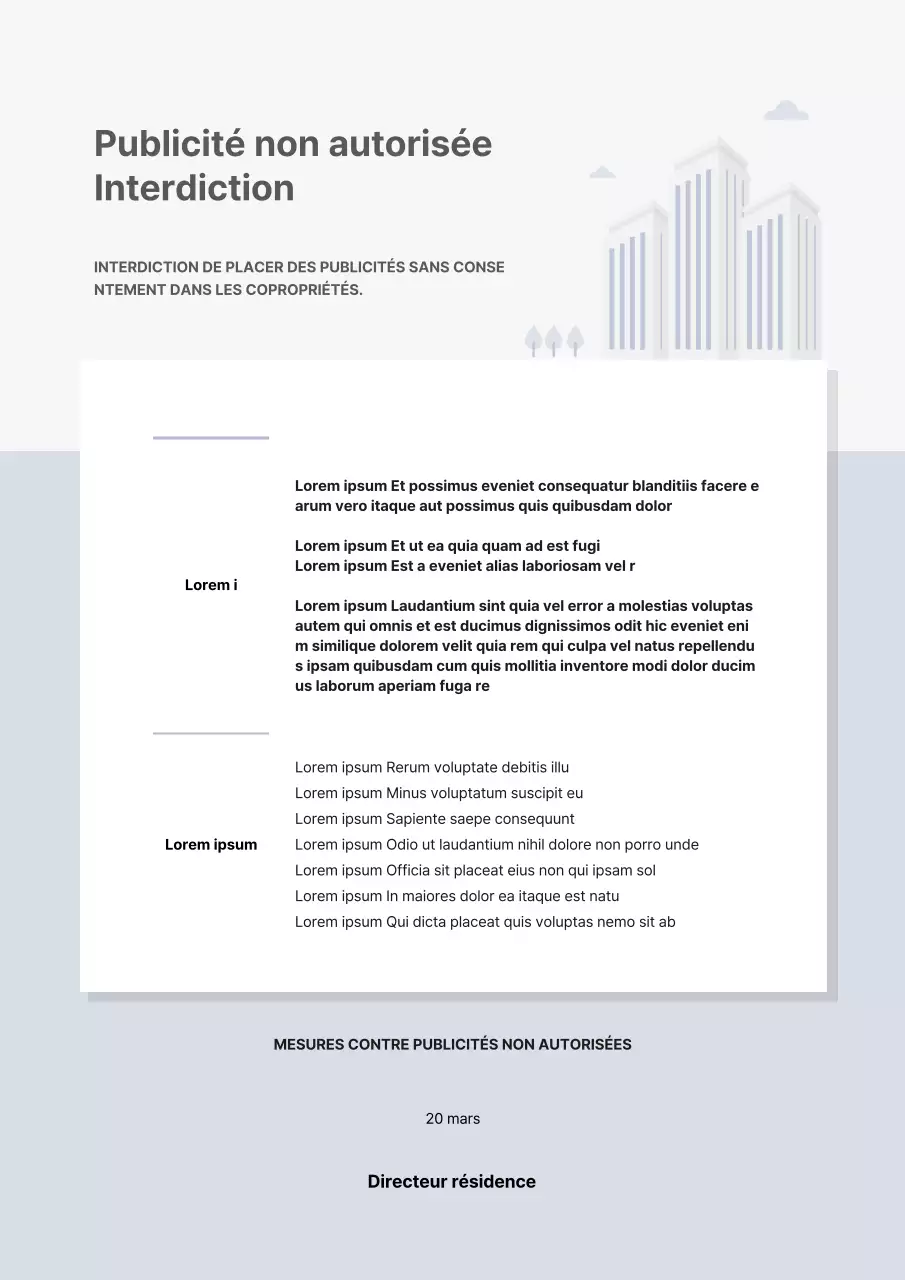 Pas de publicité dans l'appartement bleu clair