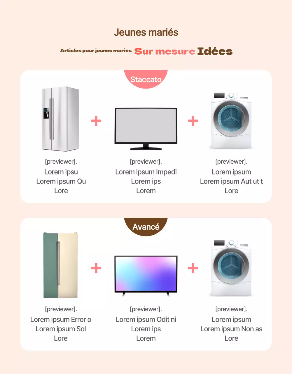 Forfait mariage électroménager rose et beige clair