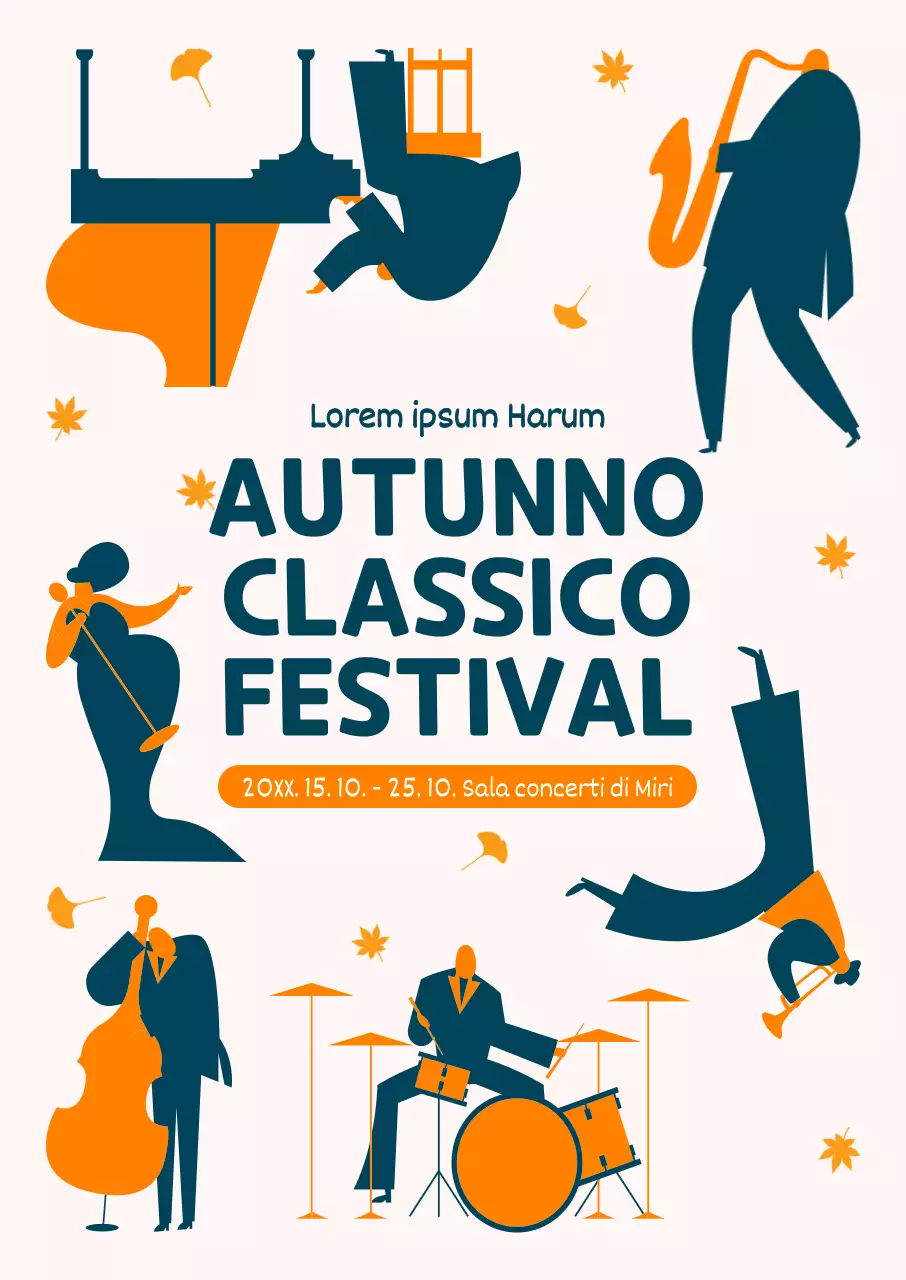 Promuovete gli eventi autunnali di spettacolo classico con simpatiche illustrazioni