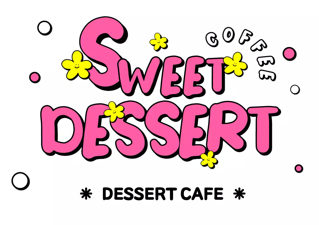 ホットピンクとイエローのキュートなティーンエイジコンセプトのデザートショップのデザイン