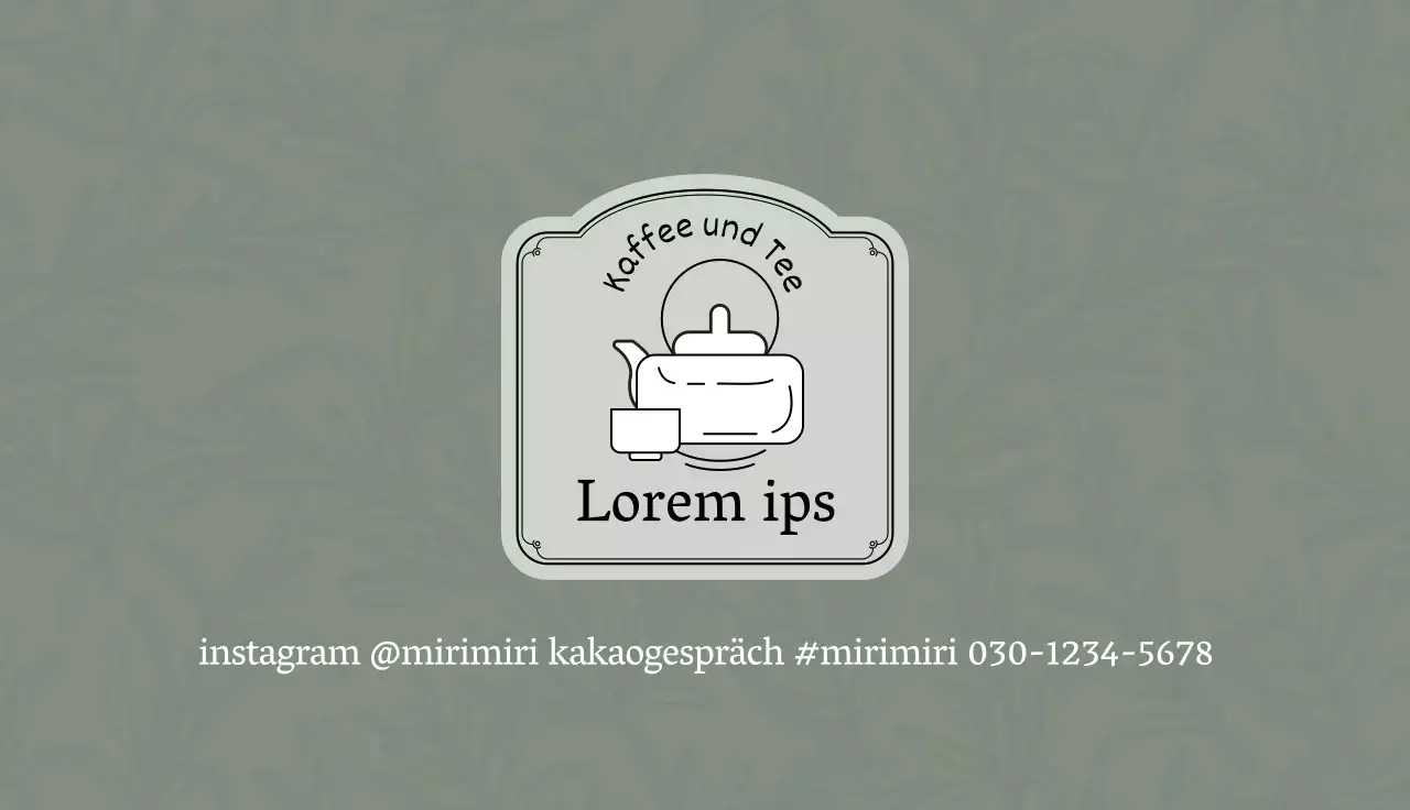 Grün-graue Illustration Logo Cafe Tee Visitenkarte