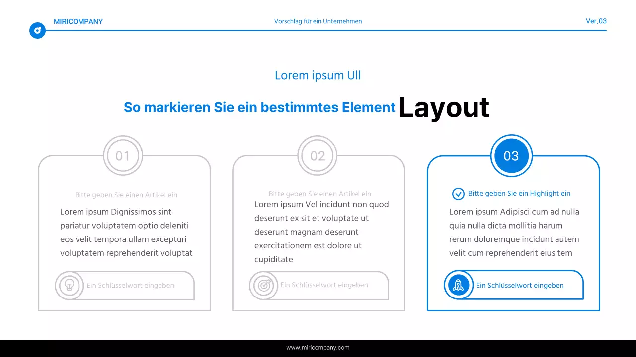 Einfacher Bericht mit blauer und weißer Texthervorhebung