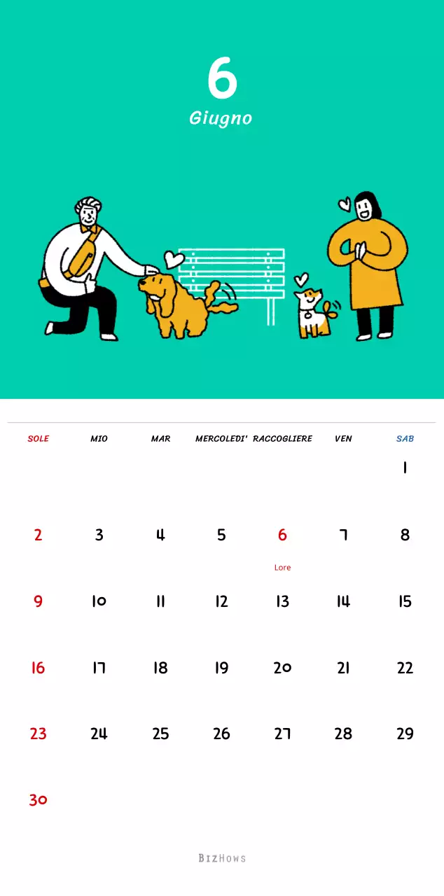 Calendario di Capodanno con simpatiche illustrazioni