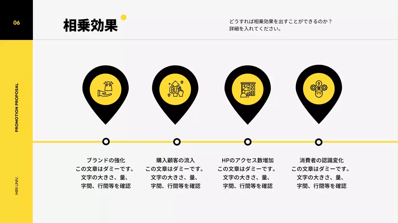 黄色 モダン プロモーション 企画書 プレゼンテーション