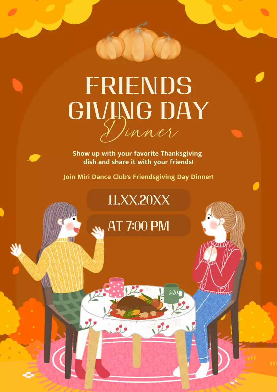 Brown Traditional Friendsgiving Invitation Poster