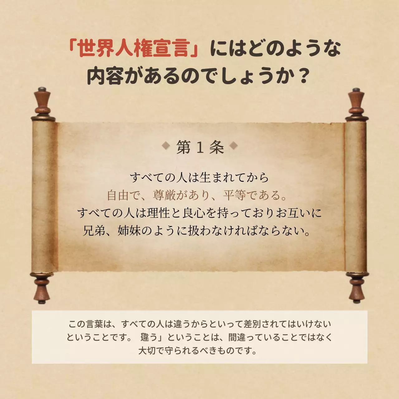 ベージュ シンプル 人権 ポスター Instagram カルーセル
