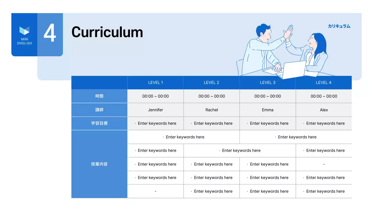 青 シンプル 英語教育 プレゼンテーション
