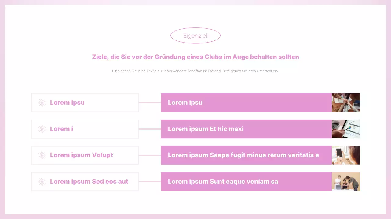 Ein rosafarbener und sauberer Leitfaden zur Cluborientierung