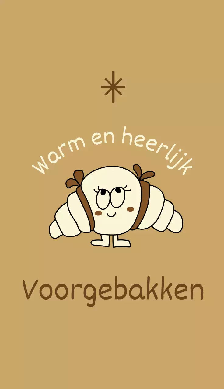 Promoot bakkerijen en cafés met schattige lichtgele en bruine broodkarakters