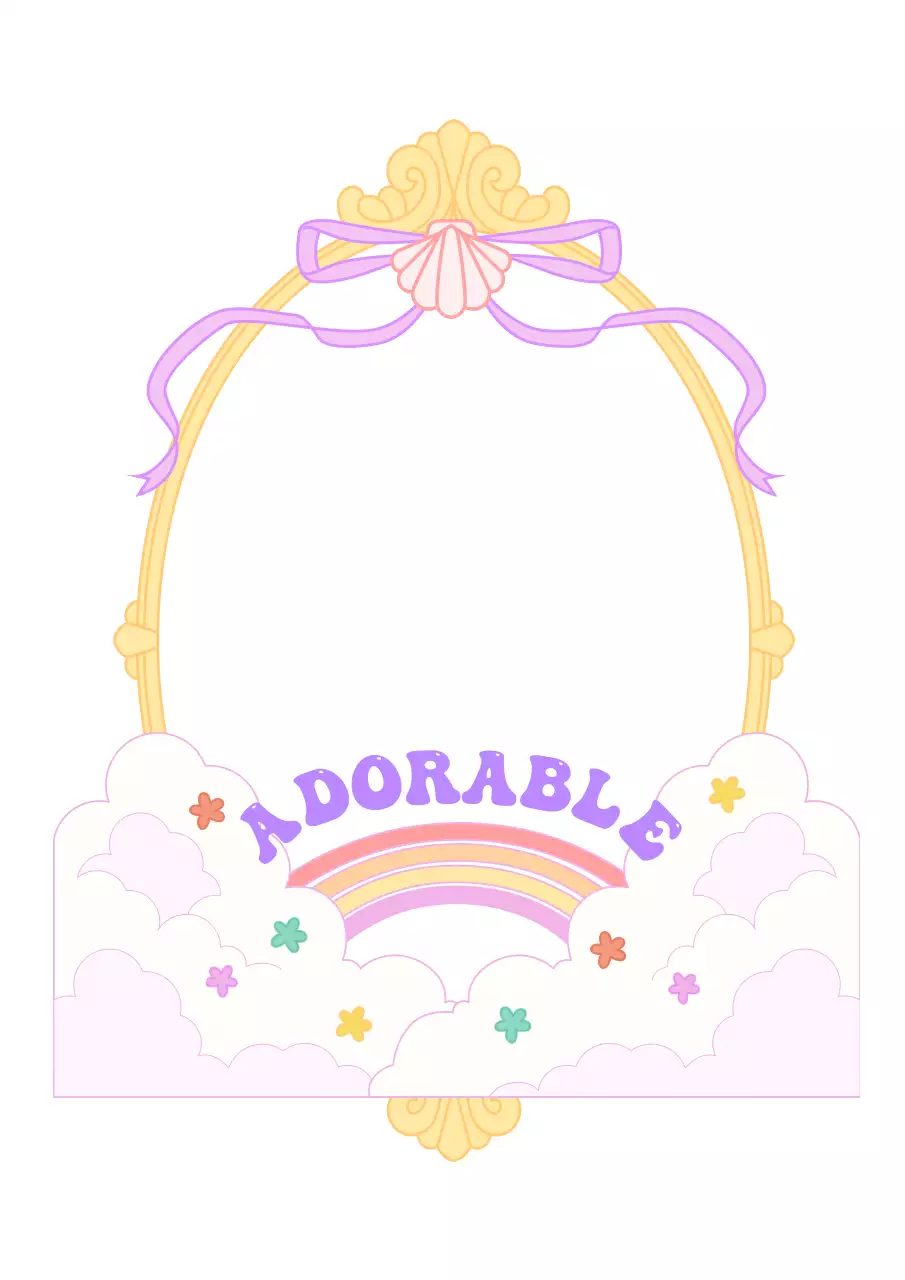 Illustrations mignonnes de concepts pour adolescents et cadres de miroirs dans des couleurs pastel vives