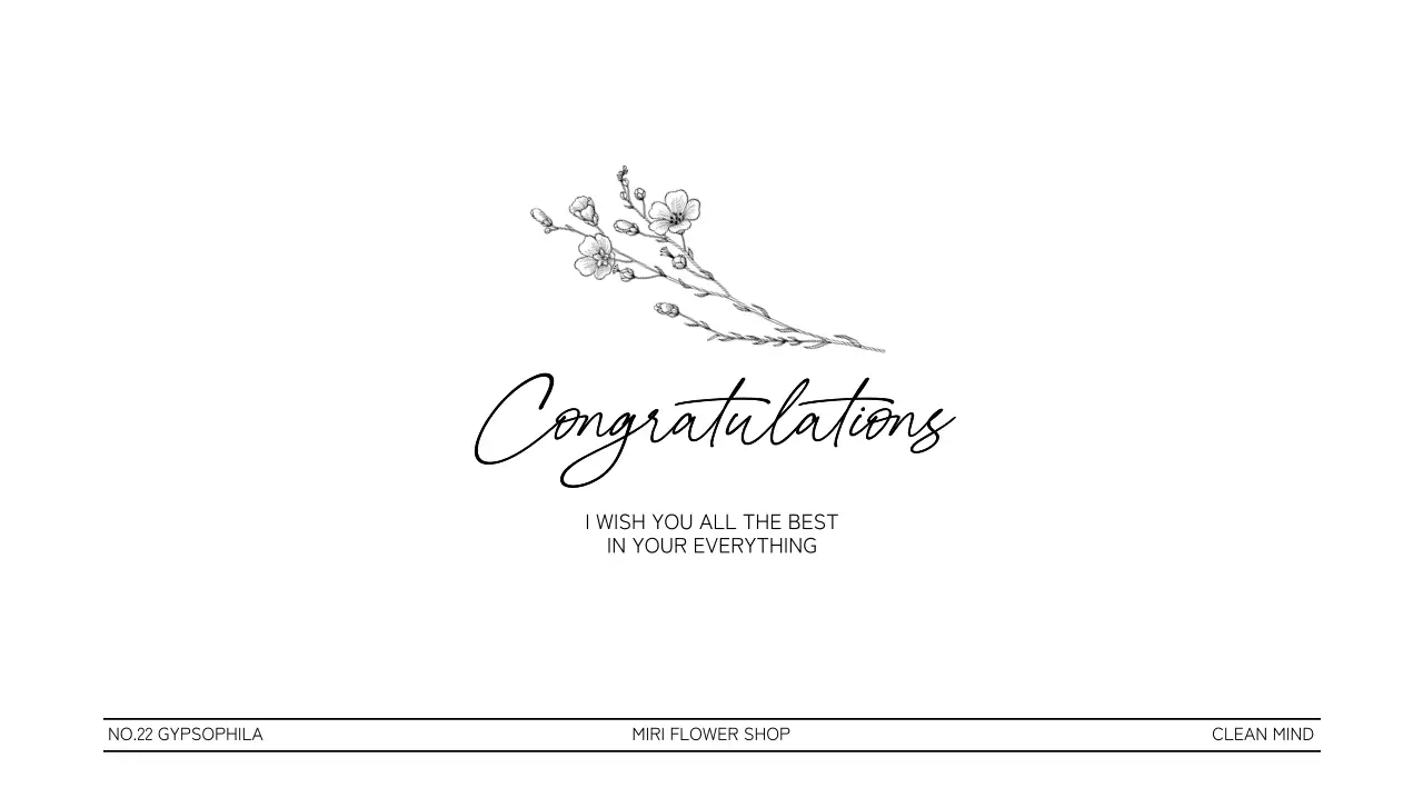 Congratulatory florist gift with black floral line illustration