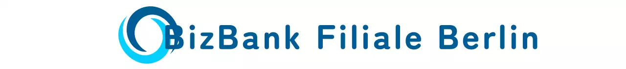 Bewerben Sie Ihre Bank mit einem klaren Logo und Filialnamen in Blau und Hellblau.